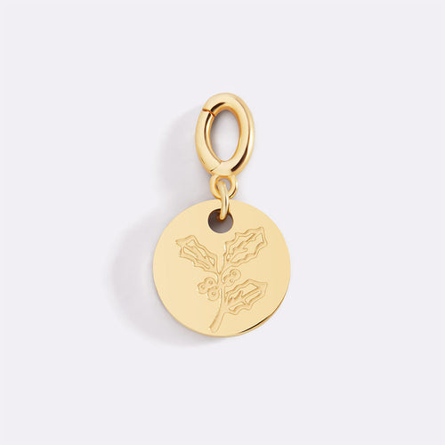 Engraved Birth Flower Disc Charm