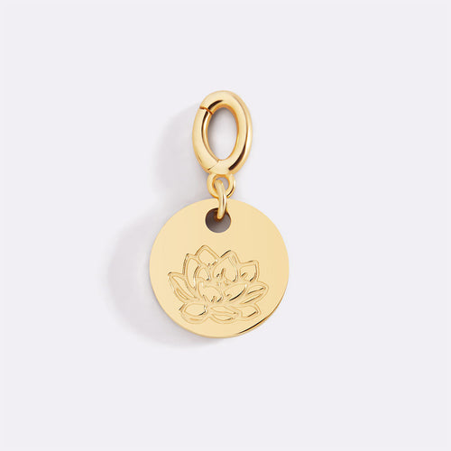 Engraved Birth Flower Disc Charm