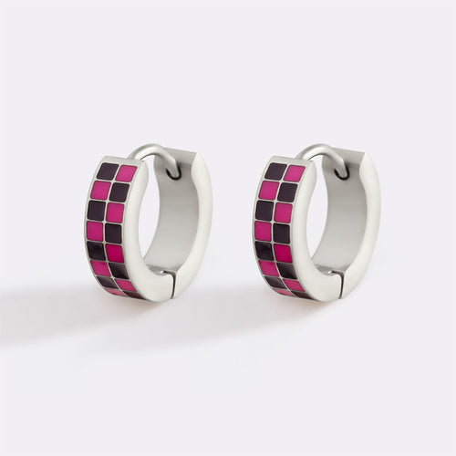 Checkered Hoop Earrings