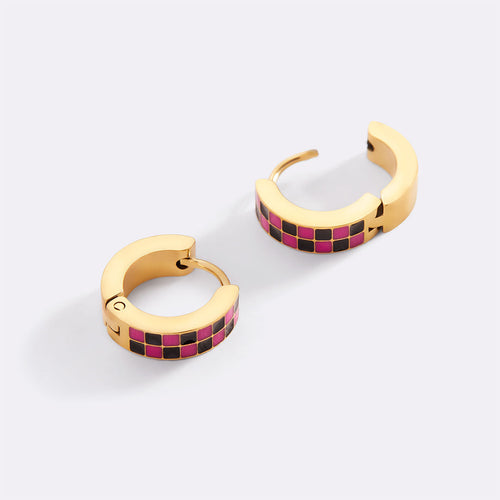 Checkered Hoop Earrings