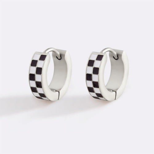 Checkered Hoop Earrings