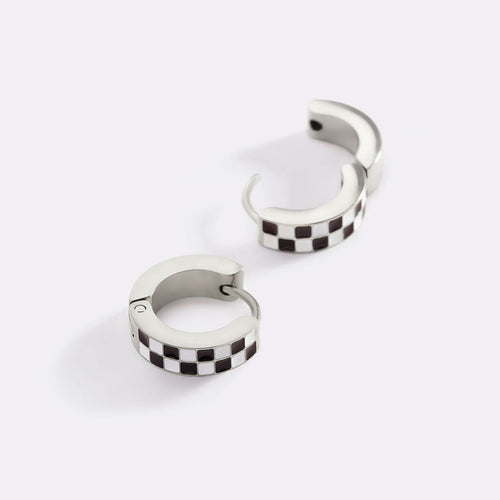 Checkered Hoop Earrings