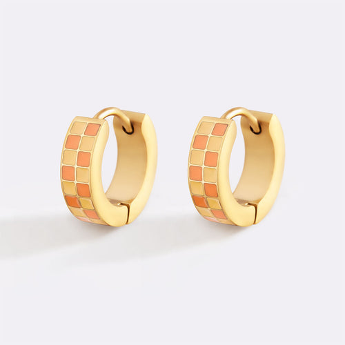 Checkered Hoop Earrings