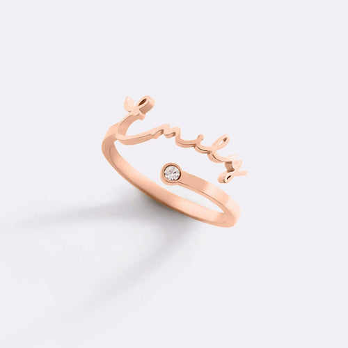 Custom Name Birthstone Ring