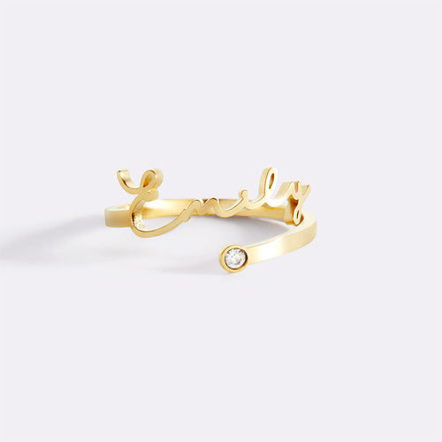 Custom Name Birthstone Ring