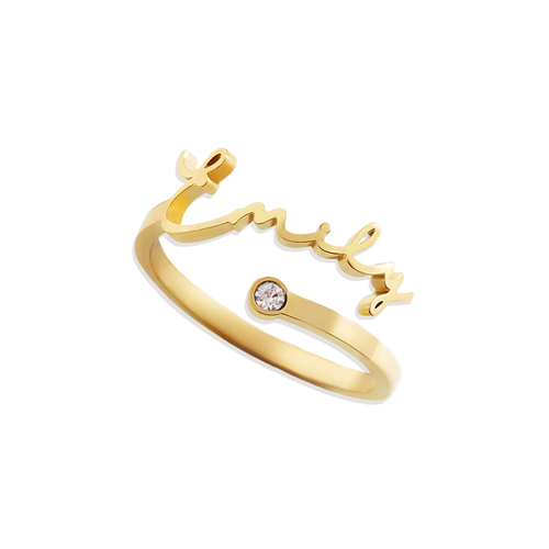 Custom Name Birthstone Ring