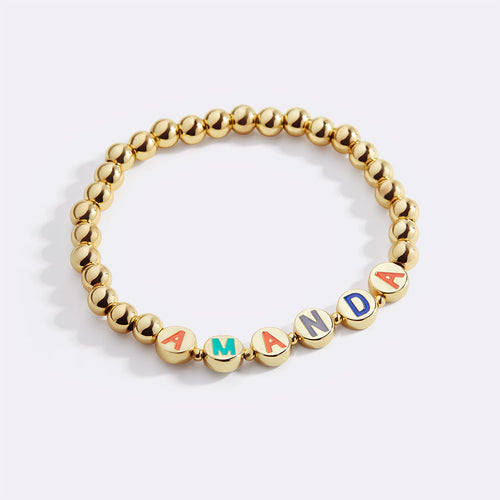Custom Rainbow Letter Disc Beaded Bracelet