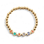 Custom Rainbow Letter Disc Beaded Bracelet