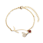 Dainty Birth Flower Bracelet with Birthstone Charm