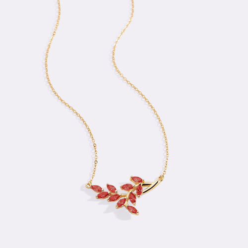 Birthstone Leaf Pendant Necklace