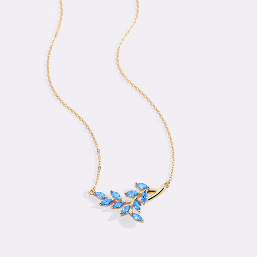 Birthstone Leaf Pendant Necklace