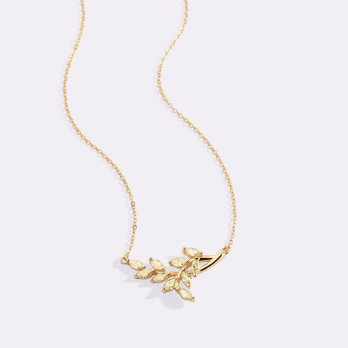 Birthstone Leaf Pendant Necklace