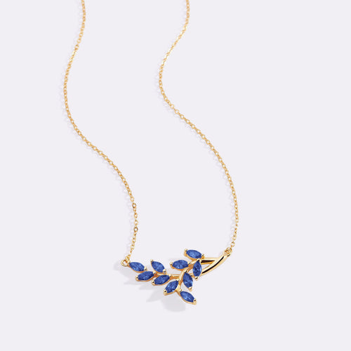 Birthstone Leaf Pendant Necklace
