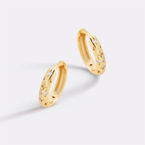 Falling Stars Huggie Hoop Earrings
