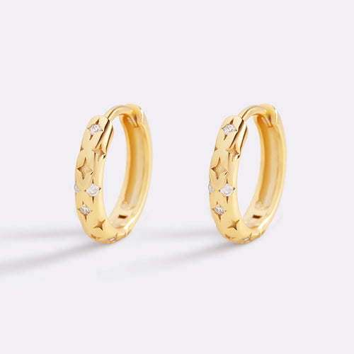 Falling Stars Huggie Hoop Earrings