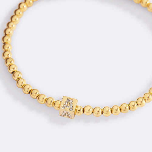 Beaded Block Initial Bracelet