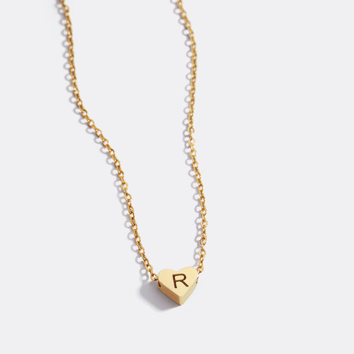 Dainty Heart Initial Necklace