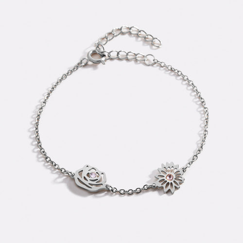Personalized Birth Flower Charm Bracelet