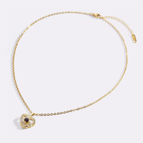 Center of My Heart Pave Photo Necklace