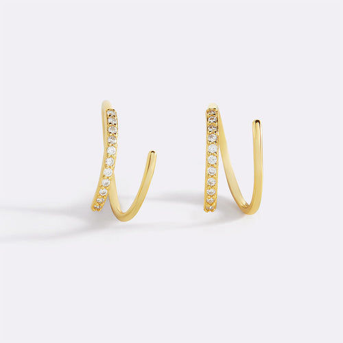 Double Loop Huggie Hoop Earrings