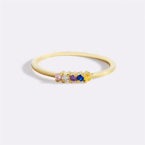 Personalized Dainty Birthstones Ring