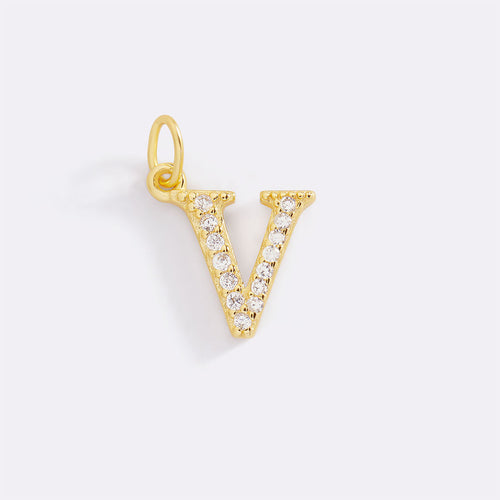 Dainty Pave Initial Charm