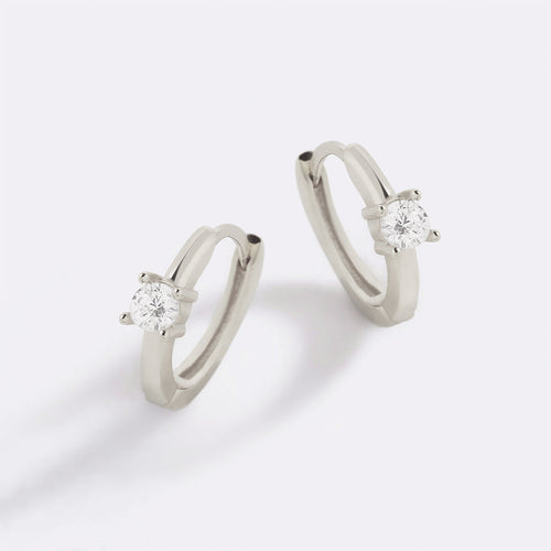 Dainty Single Stone Huggie Hoops