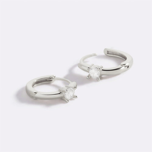 Dainty Single Stone Huggie Hoops
