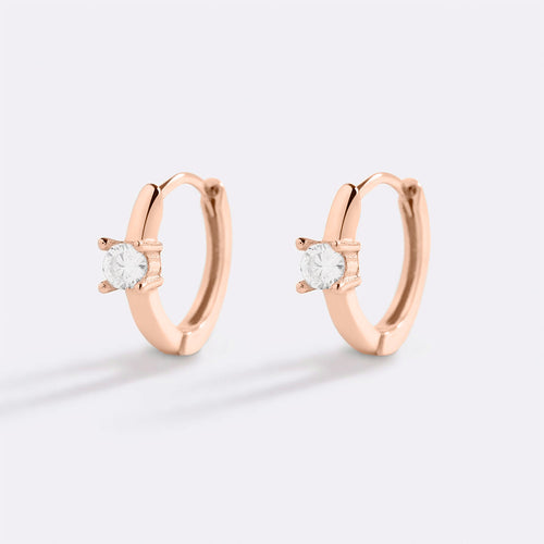 Dainty Single Stone Huggie Hoops