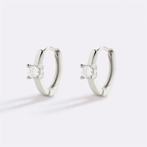 Dainty Single Stone Huggie Hoops