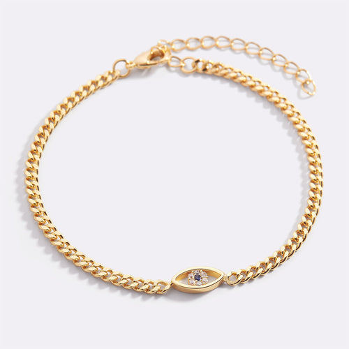 Dainty Cuban Link Chain Evil Eye Bracelet
