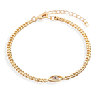 Dainty Cuban Link Chain Evil Eye Bracelet