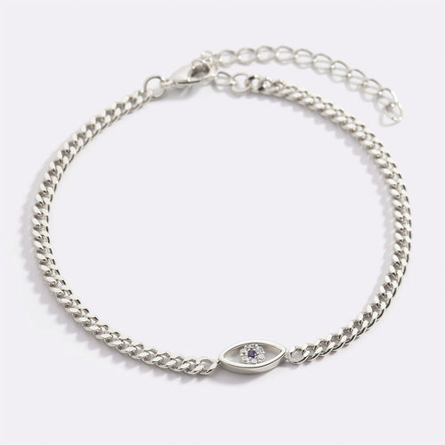 Dainty Cuban Link Chain Evil Eye Bracelet