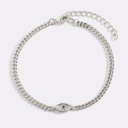 Dainty Cuban Link Chain Evil Eye Bracelet