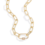 Link Chain Necklace with Pave Carabiner Clasp