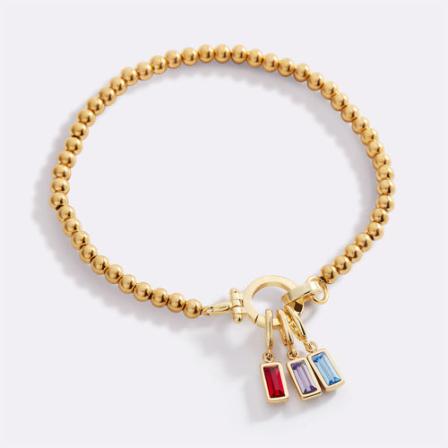 Mint Beaded Birthstone Charm Bracelet