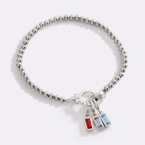 Mint Beaded Birthstone Charm Bracelet