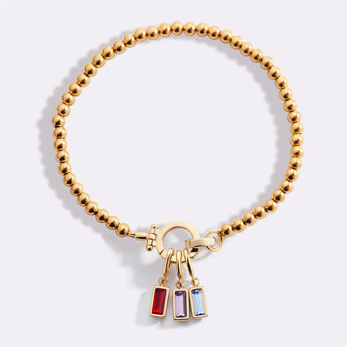 Mint Beaded Birthstone Charm Bracelet