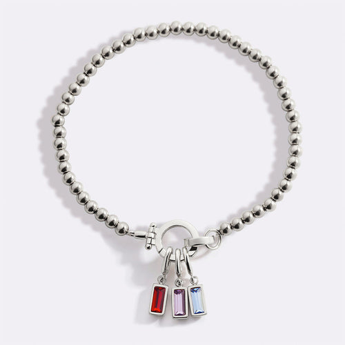 Mint Beaded Birthstone Charm Bracelet