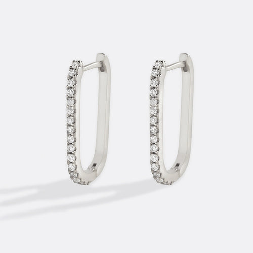 Square Pave Hoop Earrings