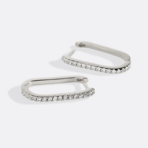 Square Pave Hoop Earrings