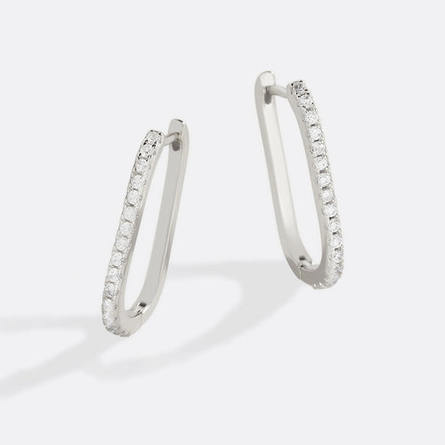 Square Pave Hoop Earrings