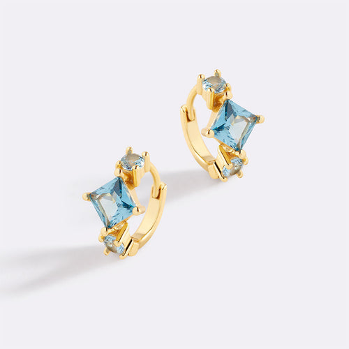 Aquamarine Huggie Hoops