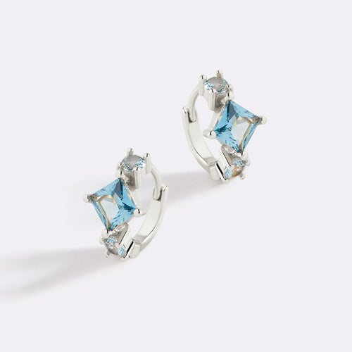 Aquamarine Huggie Hoops