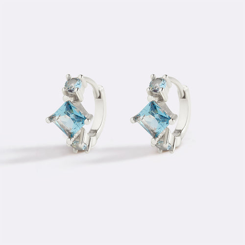 Aquamarine Huggie Hoops