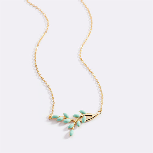 Enamel Leaf Pendant Necklace