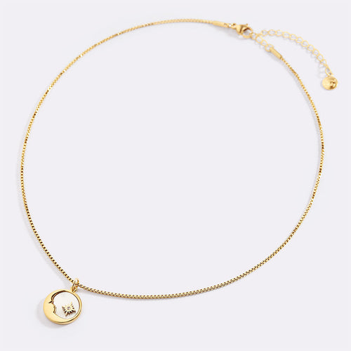 Mother of Pearl Moon Pendant Necklace