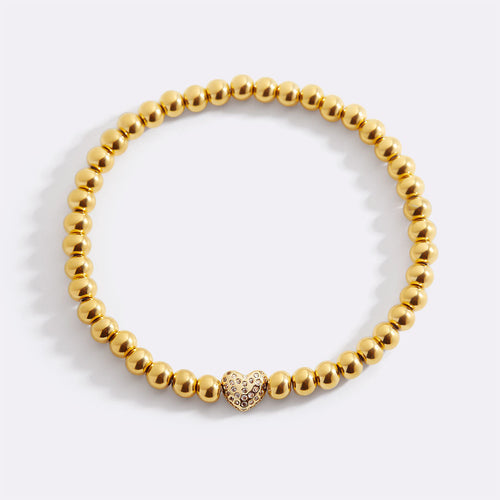 Pave Heart Beaded Bracelet