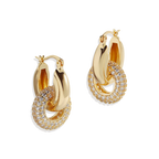 Pave Interlock Hoop Earrings