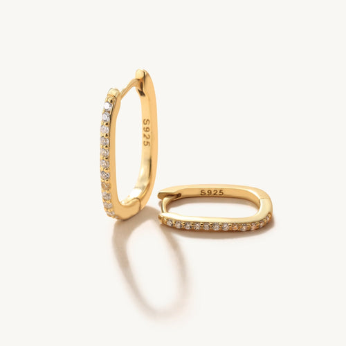 Square Pave Hoop Earrings